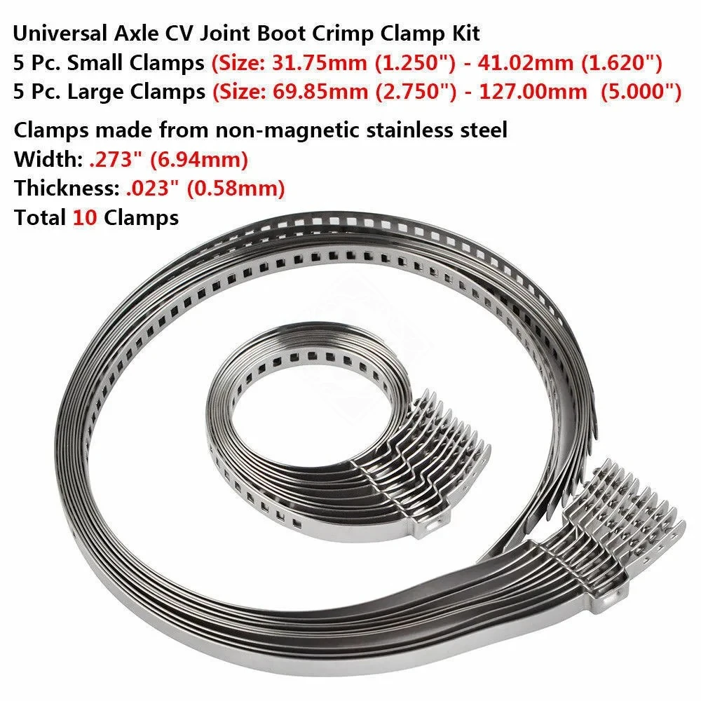 10Pcs Achse CV Joint Boot Klemmen Kits Edelstahl – Bild 6