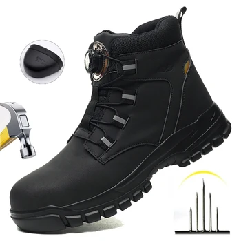 Wasserdichte Sicherheits stiefel Männer unzerstörbare Stahl kappe Arbeits stiefel Anti-Smash stichs ichere