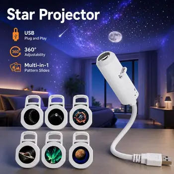 Auto-USB-Sternenhimmel-Nachtlicht HD Intelligenter Dynamischer Holographischer Lichtprojektor