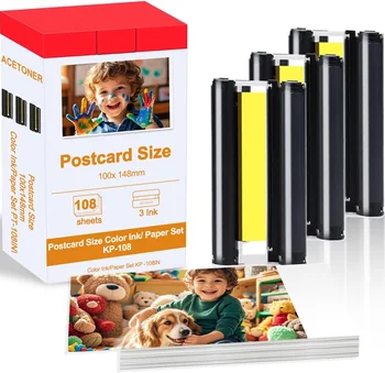 CP1500 Fotopapier für Canon Selphy CP1500 CP1300 CP1200 CP910 CP900 Fotodrucker KP-108IN Tinte 6 Zoll