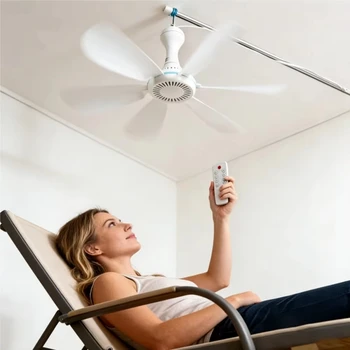 XIAOTREE USB-Deckenventilator DC 5V Luftzirkulationsventilator mit 6 Abnehmbaren Flügeln Tragbarer Hängender