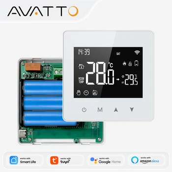 AVATTO WiFi/ZigBee Smart Thermostat, batteriebetriebener Temperaturregler für Wasser- und Gasheizungen