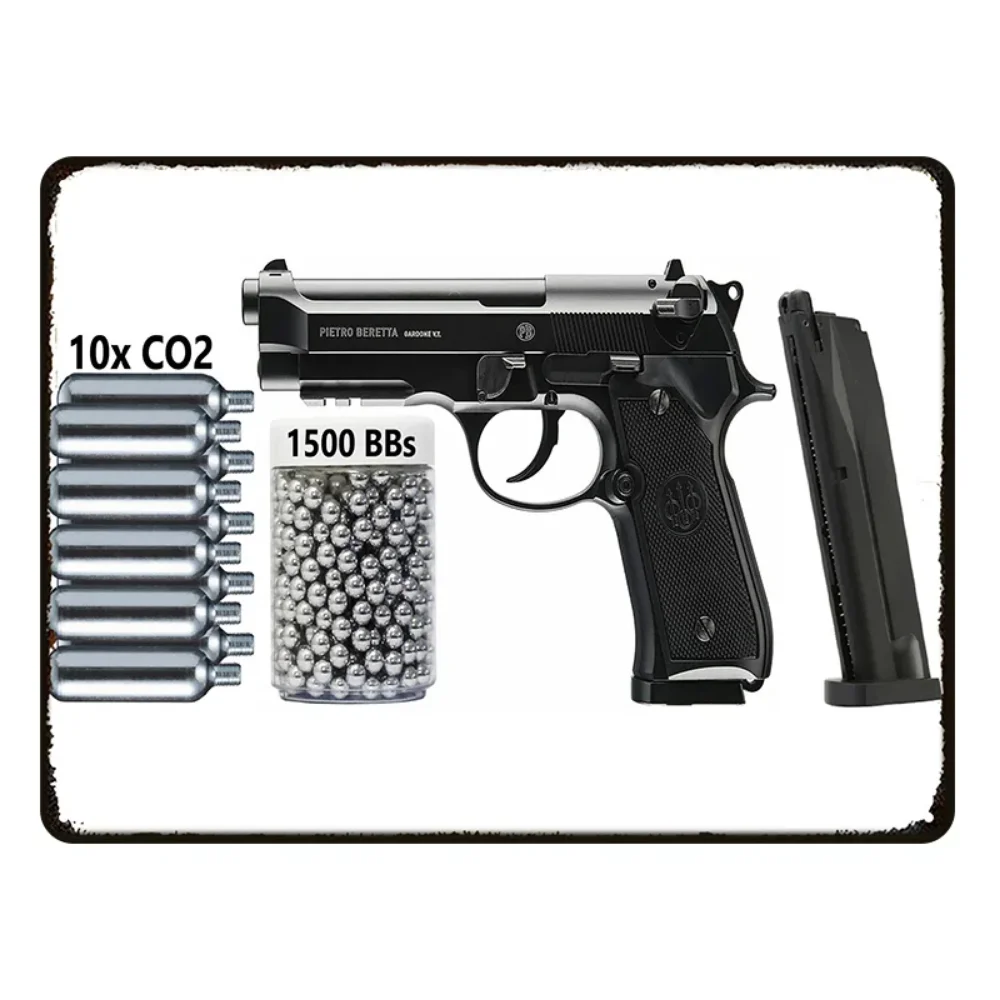 HD Pistol Tin Painting Sign. Vintage-Stil, ideal für Zuhause