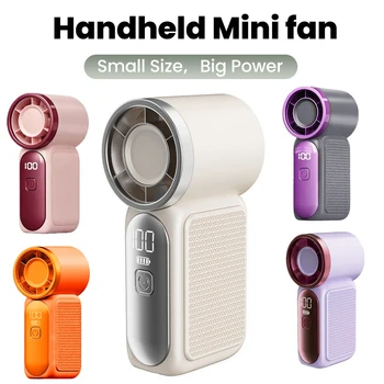 Handlicher Mini-Ventilator mit 5 Geschwindigkeitsstufen, Typ-C Aufladbar, Tragbarer Lüfter mit Digitalanzeige
