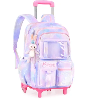 Schule Rollende rucksack Taschen schule rädern rucksack für mädchen kinder Schule trolley tasche für mädchen