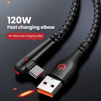 USB-C Kabel 120 W mit 90-Grad-Winkelstecker, Schnellladen