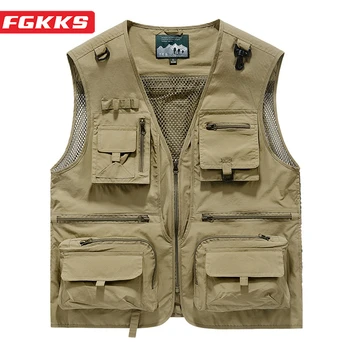 FGKKS Herren-Weste mit mehreren Taschen, atmungsaktive Outdoor-Angelweste für Herren, Design