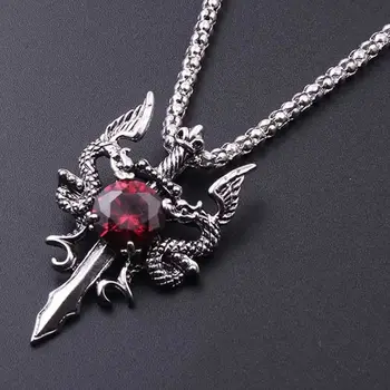 1 Gothic Dragon Water Diamond Lange Halskette Herren Dominant Retro Dragon Halskette
