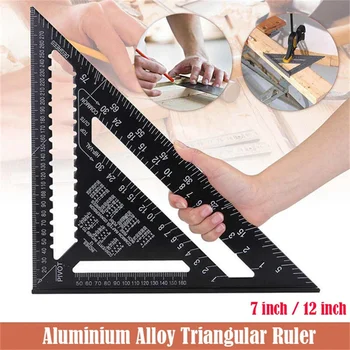 7''/12" Dreieck Lineal Zimmermann Mess Layout Werkzeug Metrische Legierung Metall Dreieck Lineal Winkelmesser