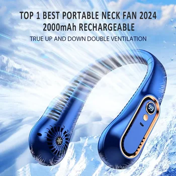 Tragbarer Nackenventilator, tragbare Klimaanlage, flügelloser Nackenventilator, Luftkühler, 5 Gänge