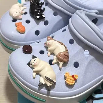 Mode Niedlichen Cartoon Katzen Schuh Charms Designer Schöne Allgleiches Charms für Bundle Set (8 Stück)