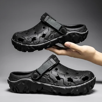 Herren-Sandalen Sommer-Clogs Rutschfeste Strand-Trend-Freizeitsandalen Atmungsaktive Dicksohlige Lochschuhe