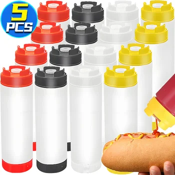 16 Unzen Doppelkopf-Quetschflasche, großes Fassungsvermögen, Quetschsaucenflasche, Ketchup, Salat, Honig
