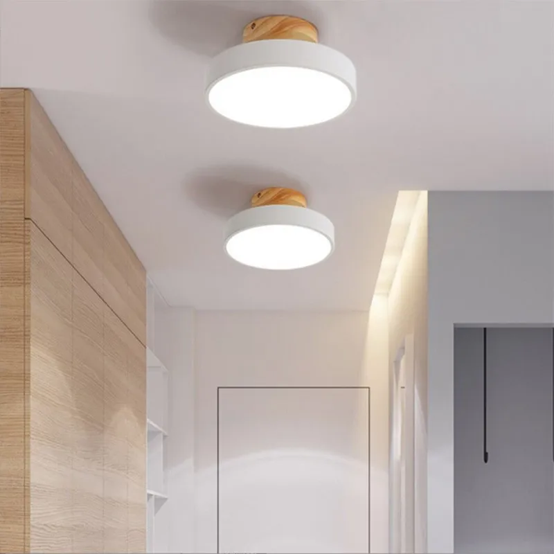 Nordic Eingang Flur Deckenleuchten Balkon Holz Runde – Bild 2