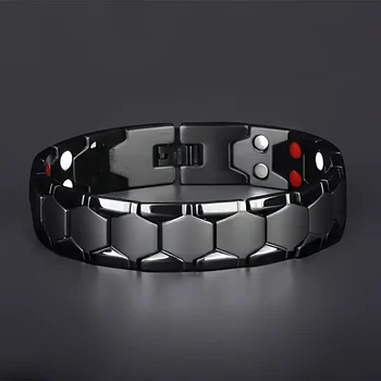 Magnetisches Herrenarmband aus Titanlegierung - ideales Vatertagsgeschenk, abnehmbares sechseckiges breites