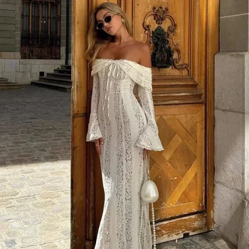 Suninheart Weiße Abendkleider für Veranstaltungen Rotes Langarm-Spitzenkleid Elegante Partykleider 2025