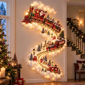 Weihnachtliche Magische Wandbeleuchtung - LED Leuchtende Weihnachtsszene Wanddekoration