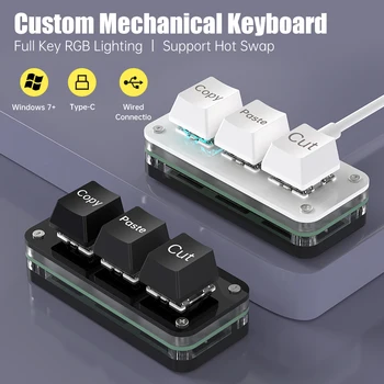 RGB 3-Tasten Makroprogrammierung Mini-Tastatur für Photoshop Gaming Hotswap-Programmiertastatur Kopieren