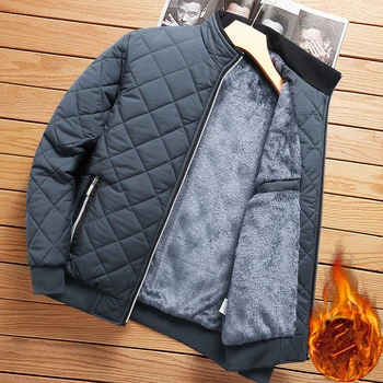 Herbst Winter Bomber Jacke Männer Diamant Muster Fleece Gefüttert Casual Jacke Männer Mode Kleidung 2023 Marke