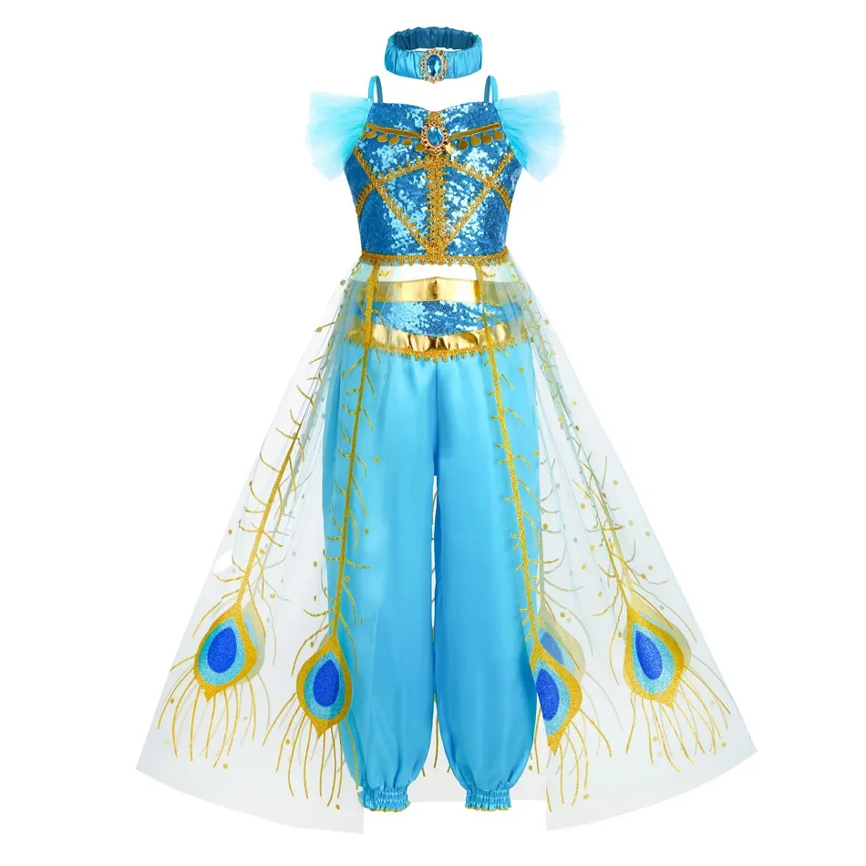 Halloween Party Prinzessin Kleid Kinder Jasmin Kostüm – Bild 6