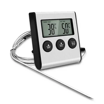 Digitales Küchenthermometer für Fleisch und Lebensmittel, Temperatur für Backofen, Grill, Timer-Funktion