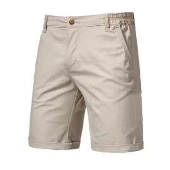 Sommer 100% Baumwolle Solide Shorts Männer Casual Business Social Elastische Taille Männer Shorts 10 Farben