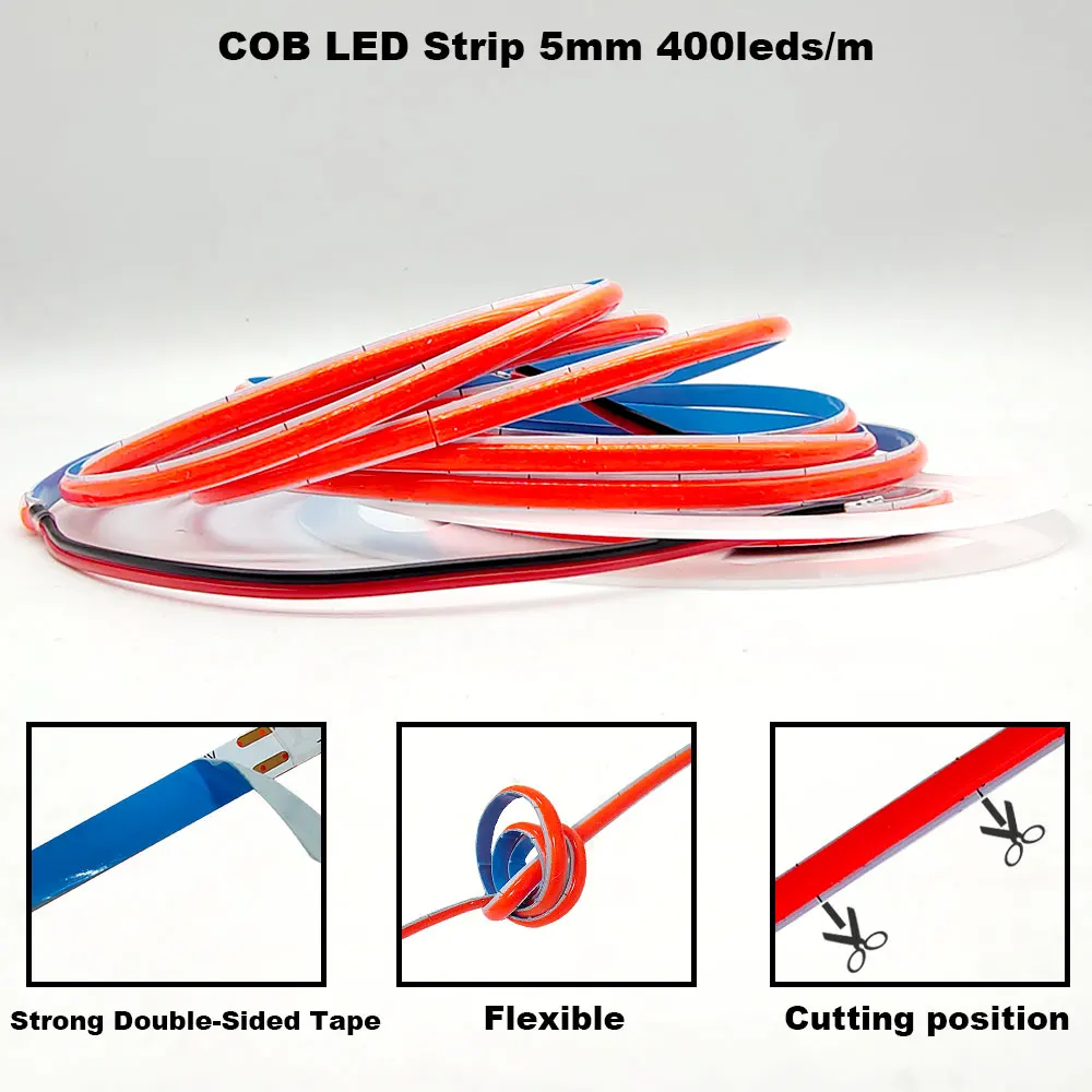 12V 24V COB LED Streifen 5mm/8mm PCB 400/480LEDs/m Flexible – Bild 3