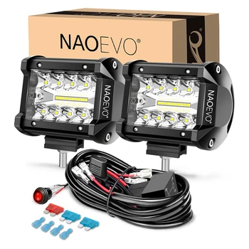 NAOEVO 4 Zoll 2 Stück LED Pod Lichter Spot Flut Combo LED Nebel Fahren 4x4 Off Road Lichter Arbeitslichter