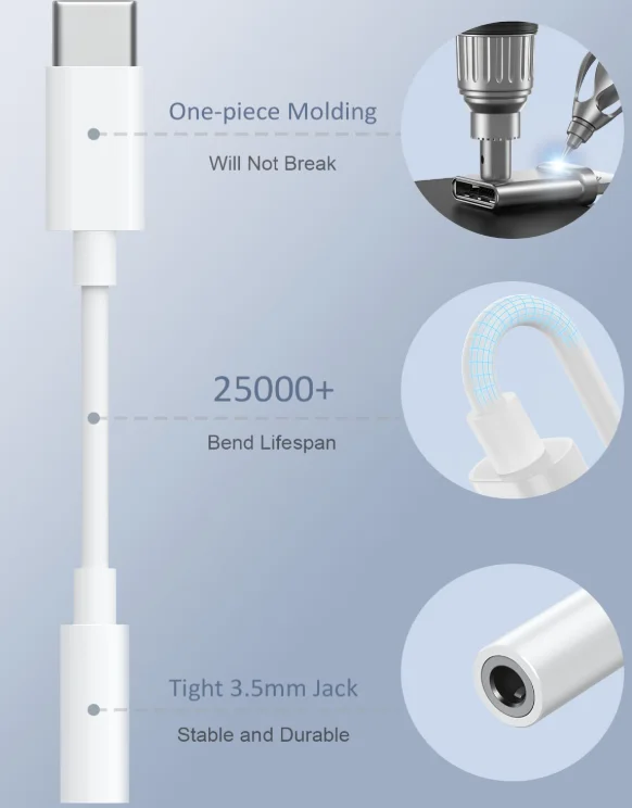 USB-C auf 3,5 mm Kopfhörer-Adapter, HiFi, 2er-Pack – Bild 4