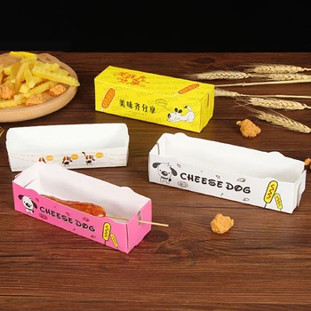 Hot Dog Verpackungsboxen, Wurst-Snack-Boxen, Einweg-Party-Serviertabletts (100 Stück)