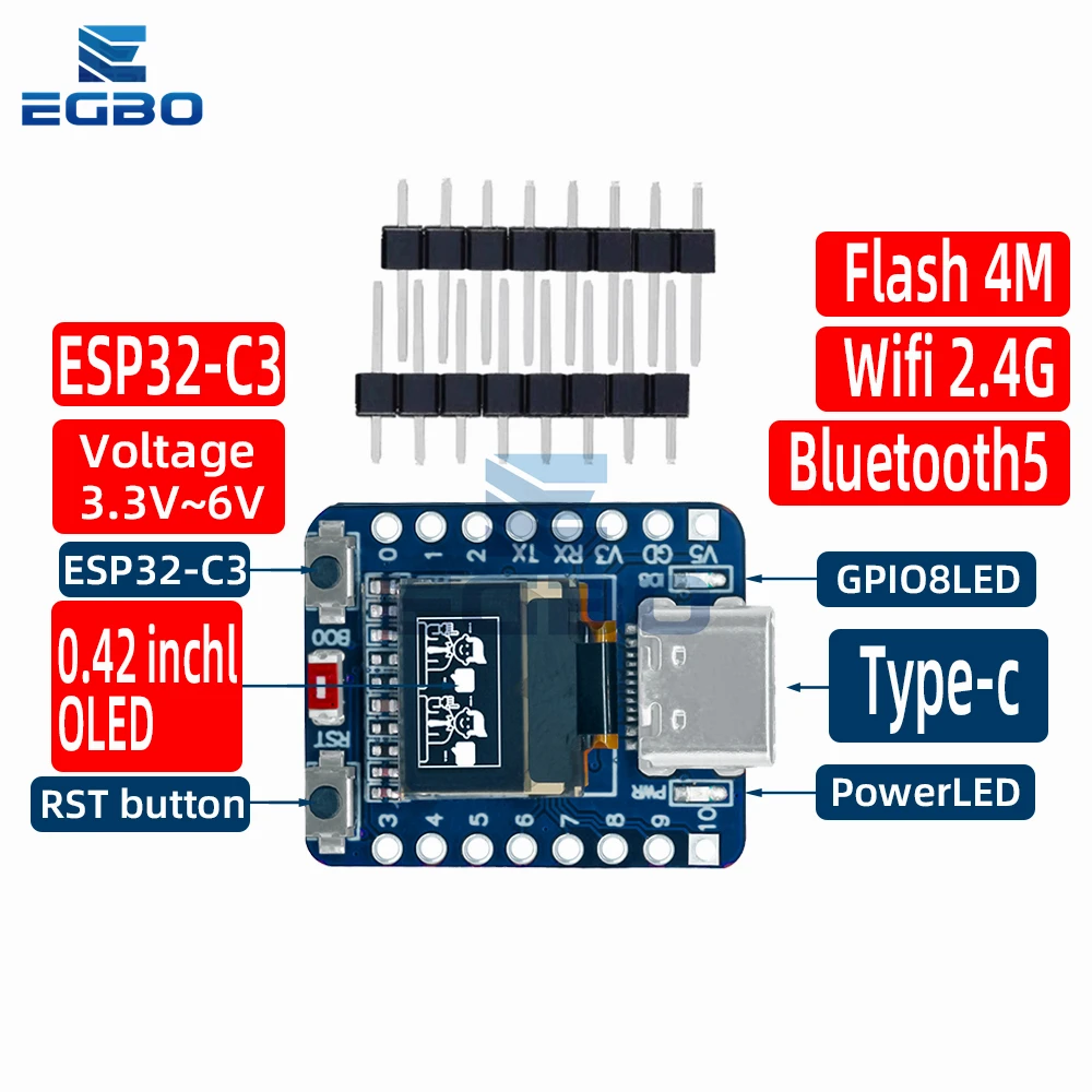 1 ~ 4PCS MINI ESP32-C3 Entwicklungsboard 2,4G Wifi 4 BT Modul – Bild 5