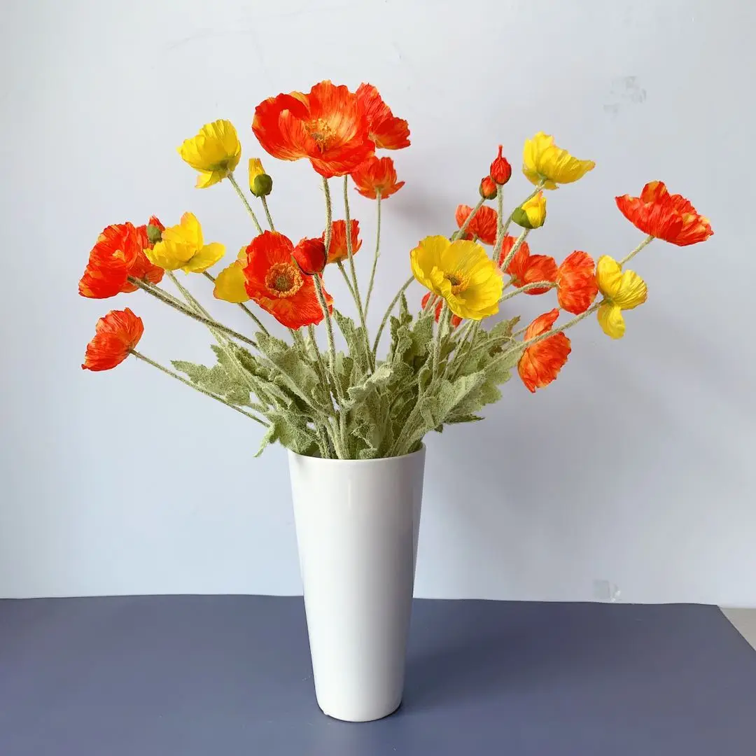 4-köpfiger künstlicher Blumenstrauß Mohn gefälschte Blumen – Bild 5