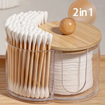 Halter mit zwei Fächern - transparenter Organizer für Wattestäbchen und Wattebällchen - transparenter