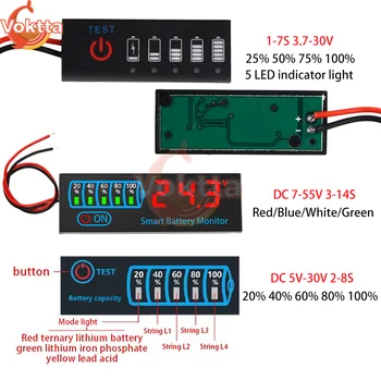1-7 S, 2-8 S, 3-14 S, Batteriestandsanzeige, 18650 Lithium, universelle Batteriekapazität, Ladetester