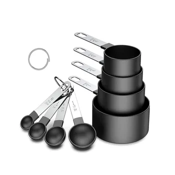 Kunststoff messbecher Löffel Set Edelstahl griff Küche Backen Werkzeuge Zubehör Wiegen Gadgets (4 Stück)