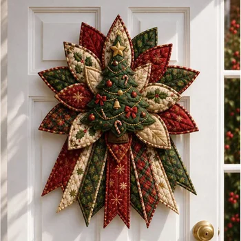 Weihnachtliche Türdekoration mit Weihnachtsbaum-Design, Stoff-Türhänger, Alternative zu Weihnachtskranz