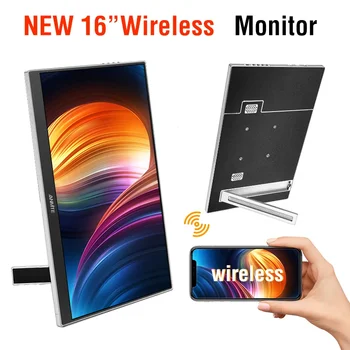15,6-Zoll Kabelloser Tragbarer Monitor, Geeignet für Wi-Fi-Projektion auf Laptops, Mac-Computern, iPhones