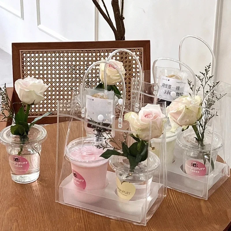 10/20 Stück transparente Geschenktüte mit Griff, Hochzeit – Bild 3