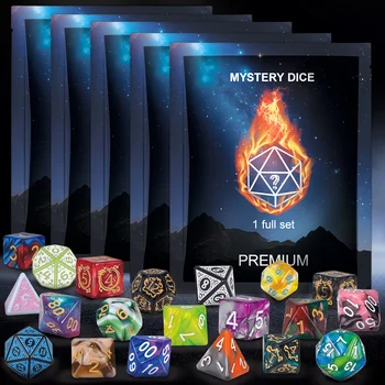 D&D Würfelset 8/40 Stück, inklusive 7/35 Stück polyedrischer Würfel und 1/5 Stück kreativer Samtbeutel