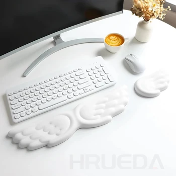 Tastatur-Maus-Handgelenkauflage, Engelsflügel, Memory-Schaum-Mauspad-Set, Handgelenkstütze, ergonomisch