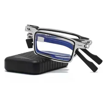 Metall Klapp Lesebrille Tragbare Ultra Licht Anti Blau Licht Objektiv Presbyopie Brille männer Rechteckige