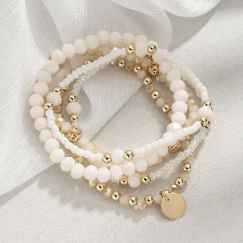 Y2K Ethnische Böhmische Perlenarmbänder Set für Frauen Perlenketten Stapelbares Armband Mädchen Boho