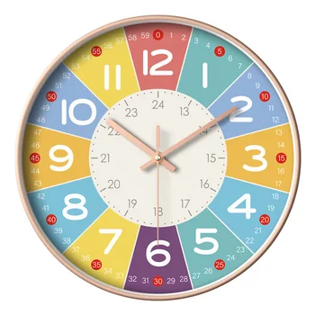 Stille Unterrichtszeituhr für Kinder, 20,3 cm, Kinderzimmer, Wanddekoration, analoge Uhr, nicht tickend