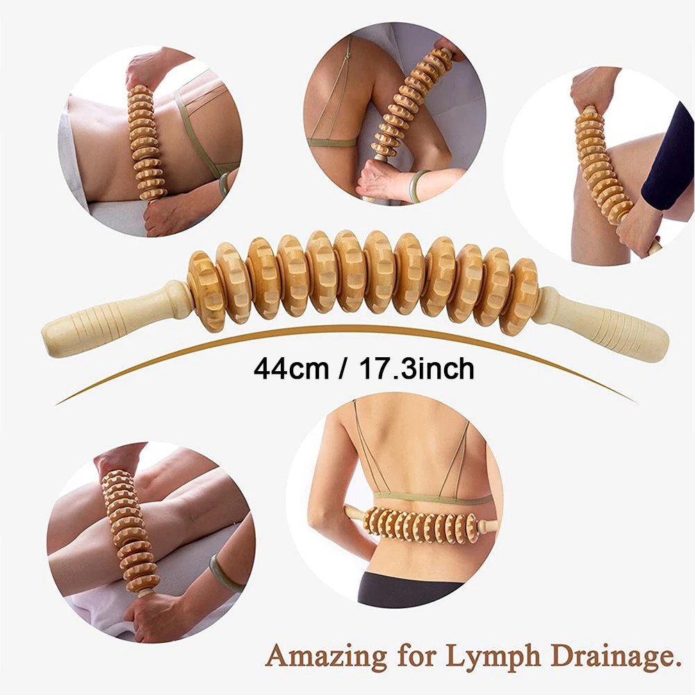 Gebogene Holz Massage Roller Stick Lymphdrainage Holz – Bild 6