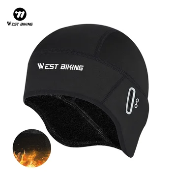 WEST RADFAHREN Winter Fleece Radfahren Kappe Winddicht Thermische Schädel Kappe Helm Liner Laufen Skifahren