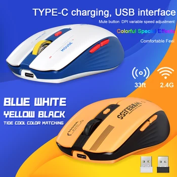 LT-T19 Ergonomische wiederaufladbare Gaming-Maus, USB 2,4 G, kabellos, RGB-Licht, Desktop-PC, Computer