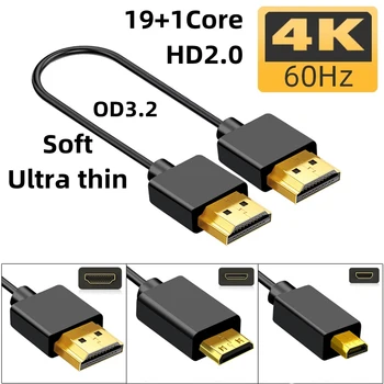 Nku 4K@60Hz HD2.0 19+1Core Mini-HD/Micro-HD Stecker auf Stecker OD3.2 Ultradünnes