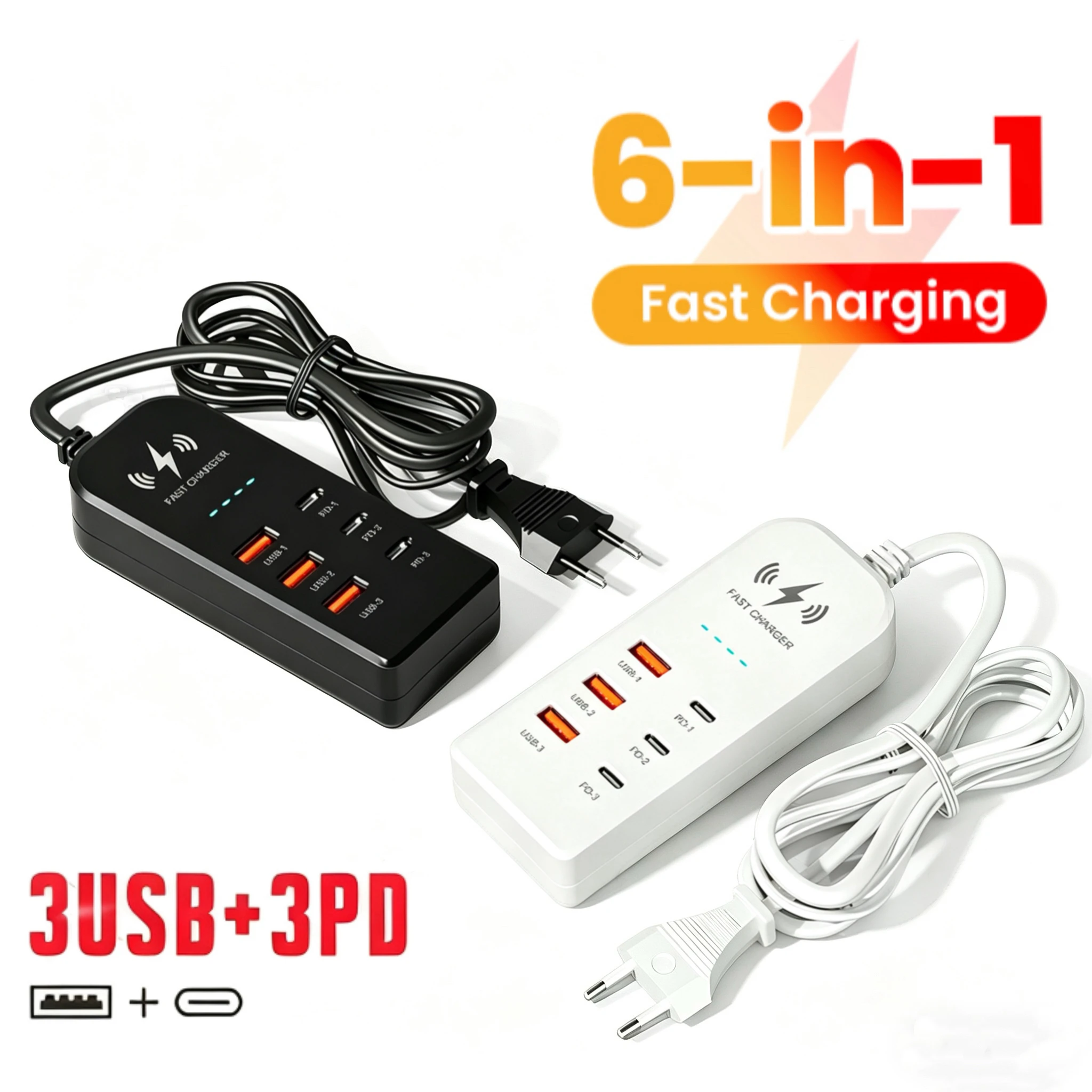 USB-Ladegerät 6 in 1, PD USB-C, Mehrfach-Adapter