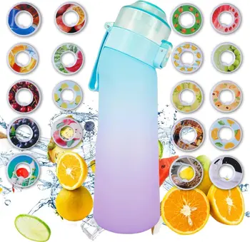 650 ml Sport-Luft-Wasserflasche, BPA-frei, Fruchtduft-Pads, Luftgeschmackskappen, auslaufsicherer