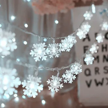1,5/3 m Weihnachtsdekoration Licht Batteriebetriebene Girlande Lichterkette Schneeflocke Weihnachtsbaum LED